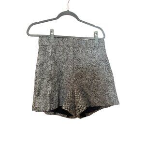 Sandro Houndstooth Wool Blend High Waisted Shorts Sz 40